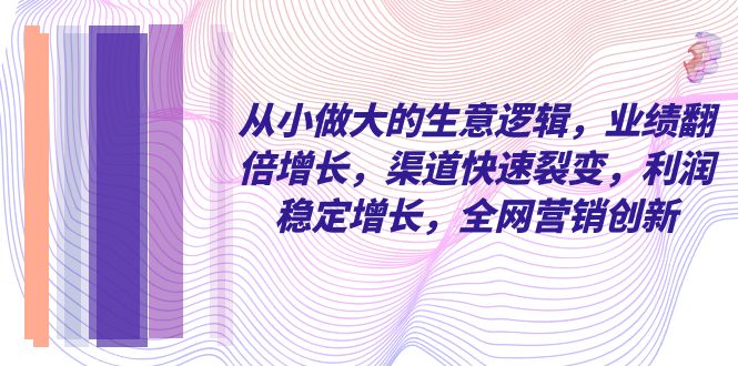 从小做大的生意逻辑，业绩翻倍增长，渠道快速裂变，利润稳定增长，全网营销创新6831 作者:福缘创业网 帖子ID:104455