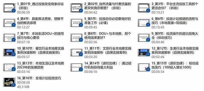 本地同城推核心方法论，本地同城投放技巧快速掌握运营核心（16节课）330 作者:福缘创业网 帖子ID:107582