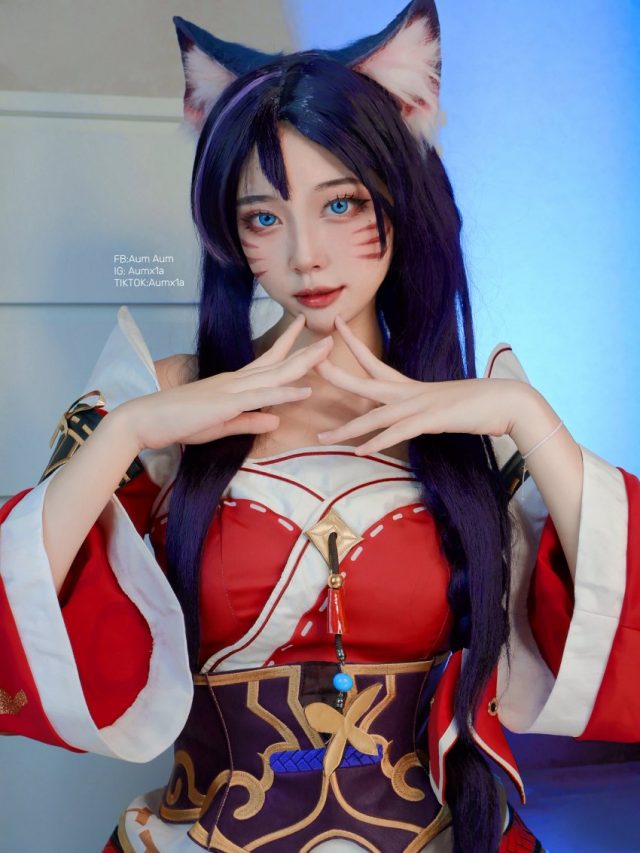 coser AumAum化身《英雄联盟》阿狸，再现九尾妖狐的迷人魅力