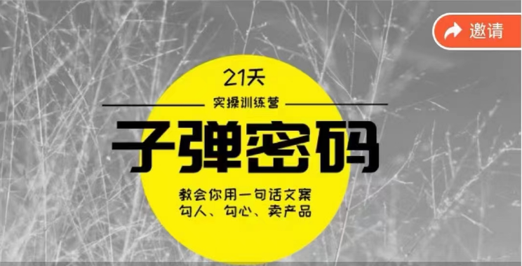 《子弹密码训练营》用一句话文案勾人勾心卖产品，21天学到顶尖文案大师策略和技巧9402 作者:福缘创业网 帖子ID:108624