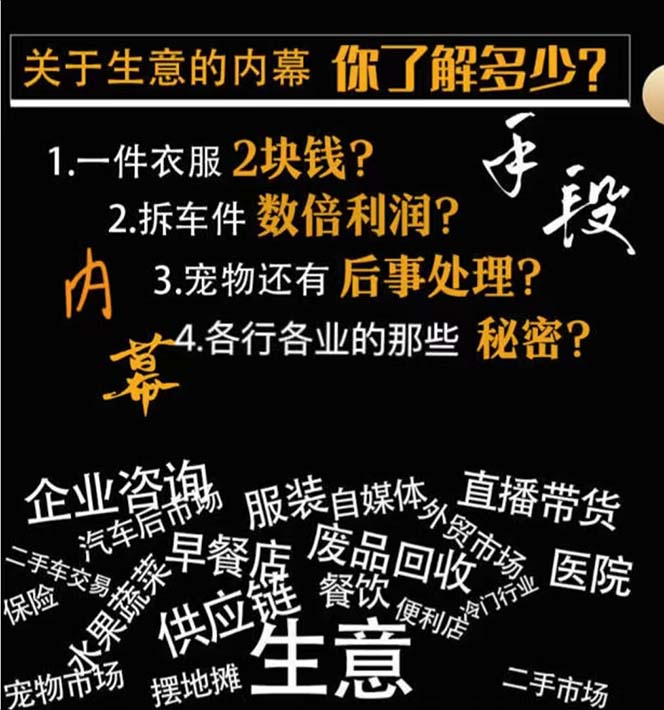 生意内幕与手段：行业内幕、冷门行业、尾货处理、废品回收、空手套白狼（全集）606 作者:福缘创业网 帖子ID:105381