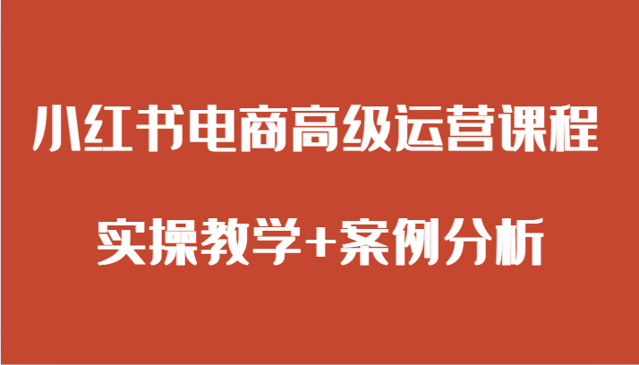 小红书电商高级运营课程 实操教学+案例分析2398 作者:福缘创业网 帖子ID:105154