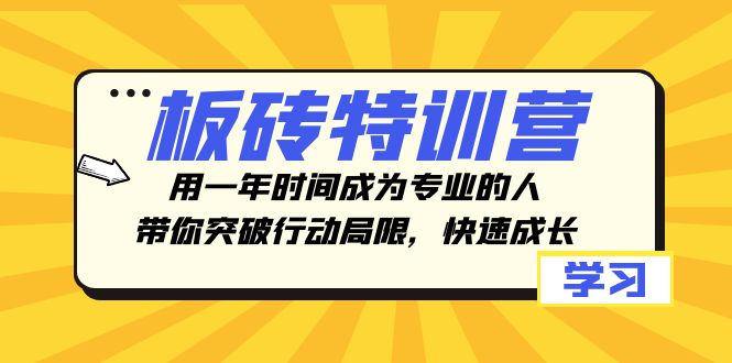 板砖特训营，用一年时间成为专业的人，带你突破行动局限，快速成长9195 作者:福缘创业网 帖子ID:104470