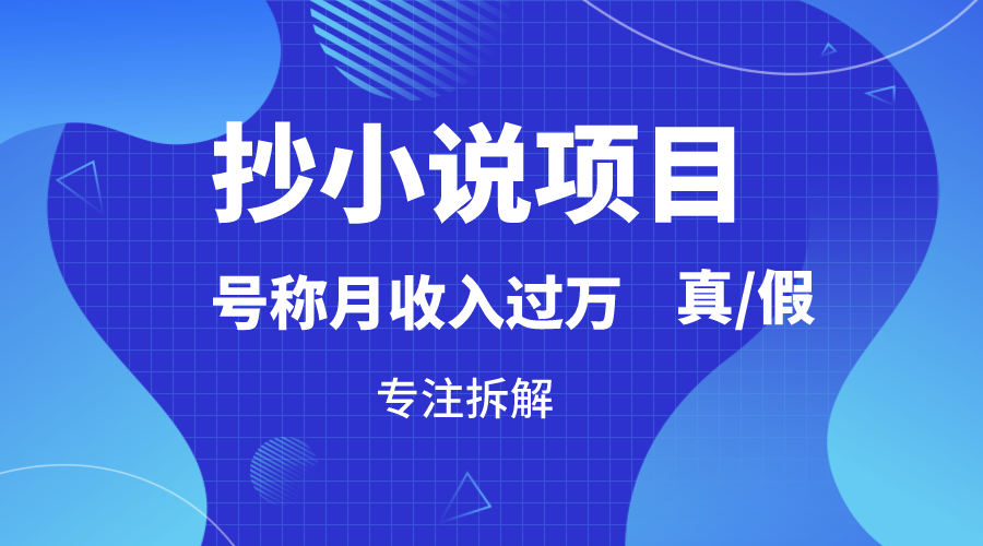 抄小说项目，号称月入过万，到底是否真实，能不能做，详细拆解6622 作者:福缘创业网 帖子ID:106362