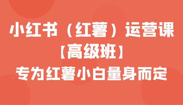 小红书（红薯）运营课【高级班】，专为红薯小白量身而定（42节课）3025 作者:福缘创业网 帖子ID:106417