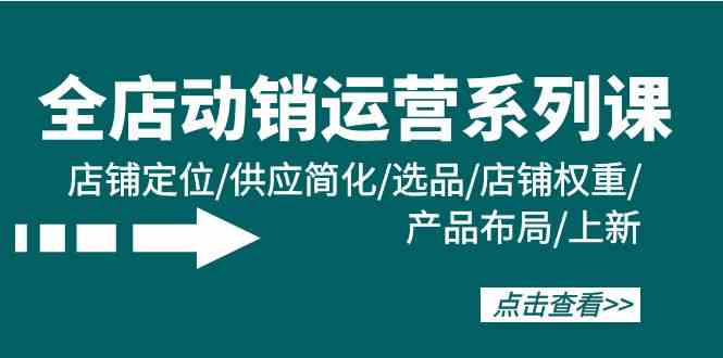 全店动销运营系列课：店铺定位/供应简化/选品/店铺权重/产品布局/上新4387 作者:福缘创业网 帖子ID:108070